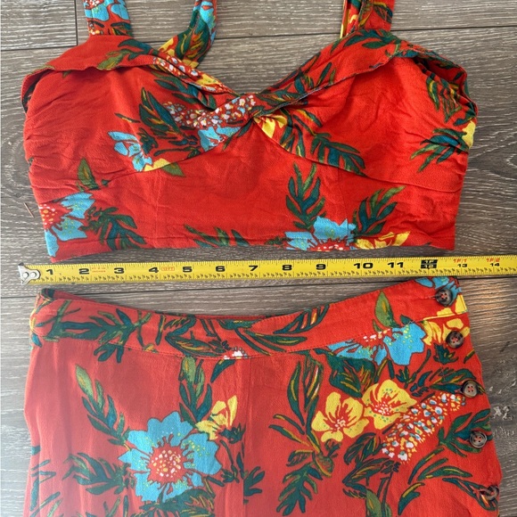 Free People Floral Orange Red Floral Two-Piece Set - Picture 6 of 8